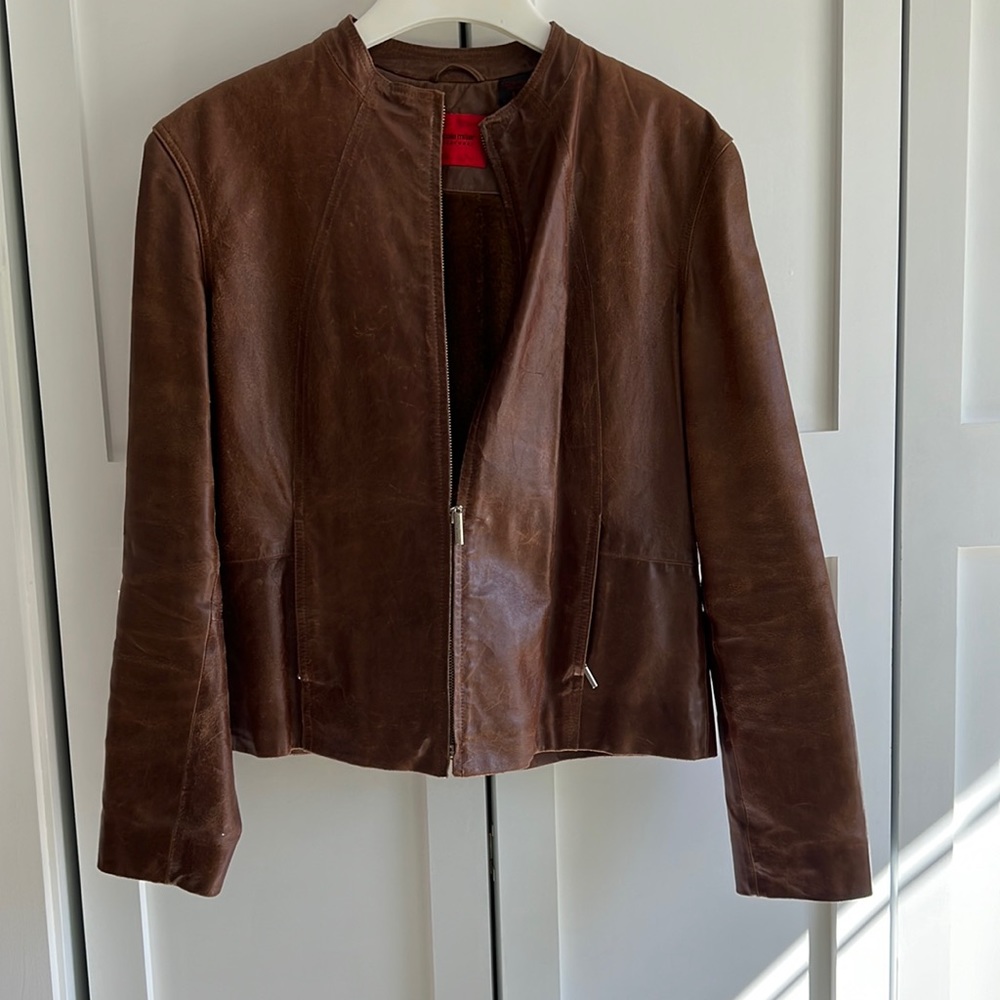 Nicole Miller Outerwear Brown leather jacket